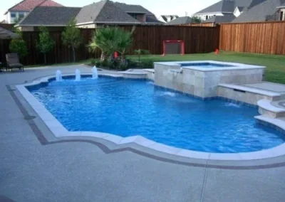 Copano Pools and Spas elegant fiberglass pool with water features